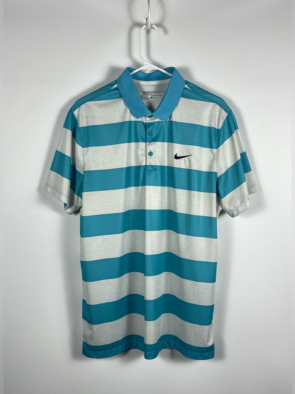 Nike Golf Standard Fit Dri-Fit Polo Grey and Teal Size Large